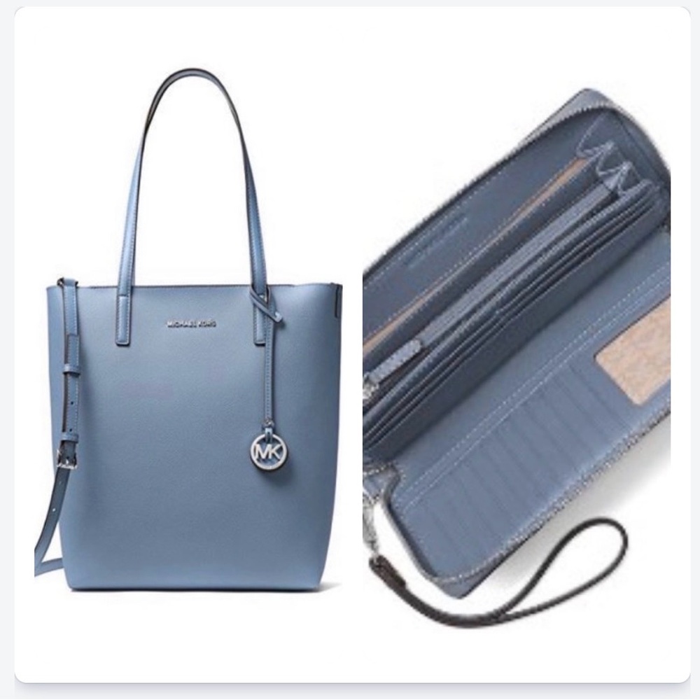 michael kors 2pcs bundle saffiano Leather tote & JET SET TRAVEL CONTINENTAL NWT